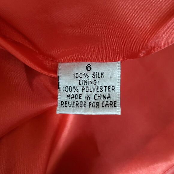 Jennifer West Blazer Jacket 6 Red Silk Asian Knot Closure Mandarin Collar Lined - Picture 11 of 11